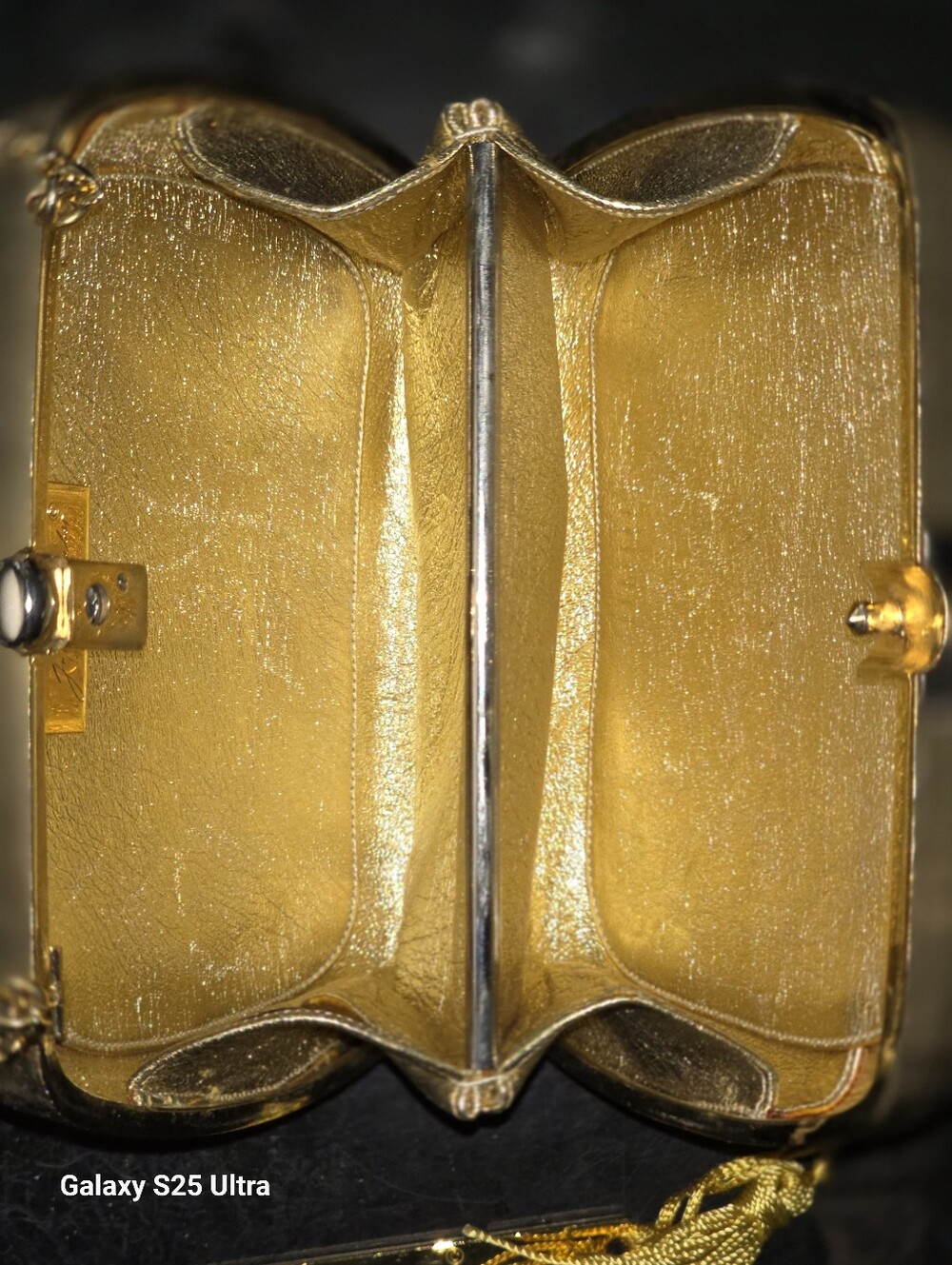 Judith Leiber Gold Metal Evening Clutch with Sculpted Accents - Picture 3 of 4